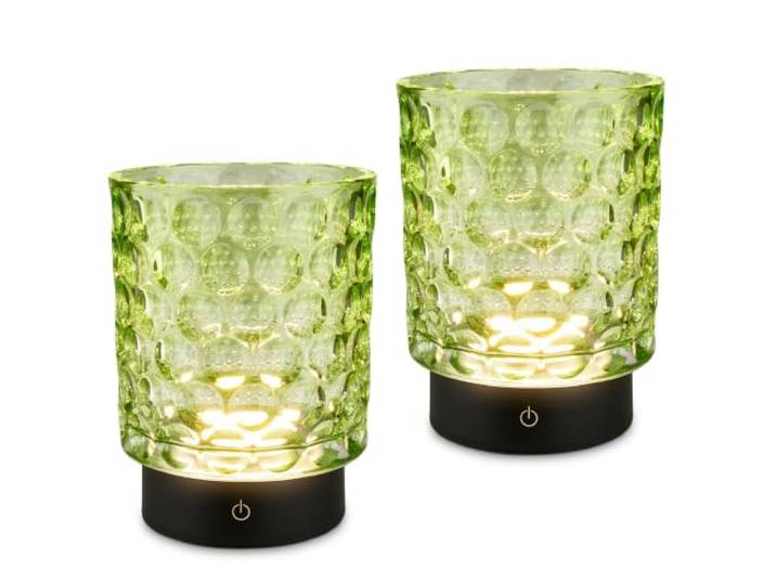 BRILONER - 2er Set LED Tischlampe kabellos, Glaskorpus, Touch, dimmbar