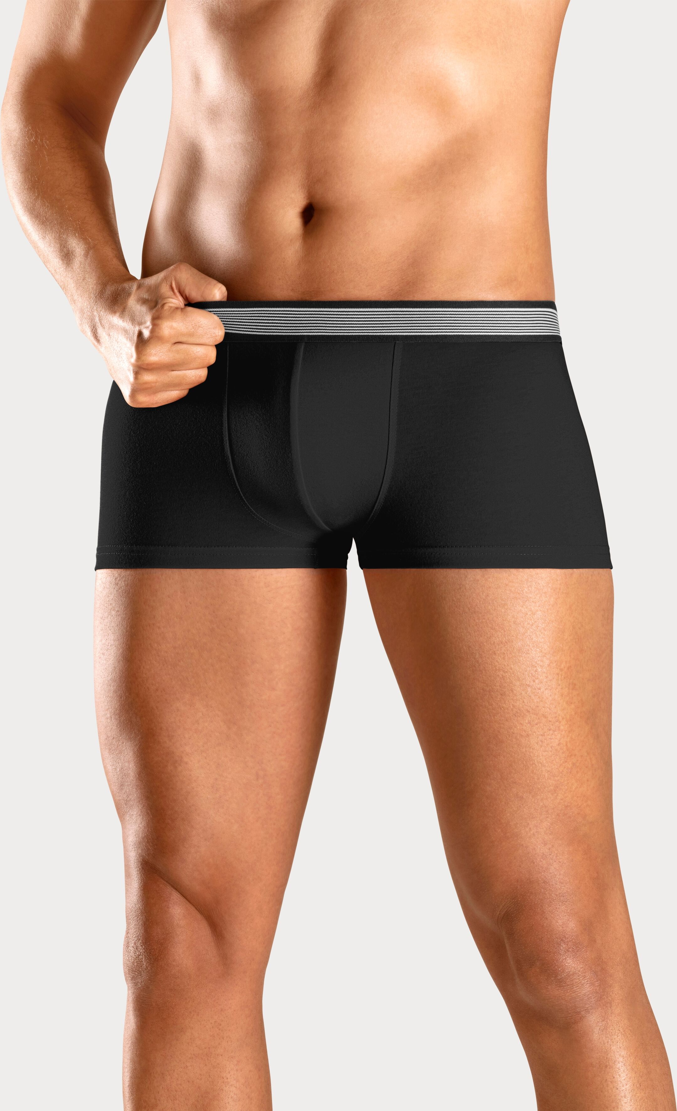 Hipster H.I.S, Herren, Gr. XL, 4 Stk., schwarz, Jersey, Obermaterial: 95% Baumwolle, 5% Elasthan, unifarben, körpernah, Unterhosen Hipster, knapp sitzende Boxershorts aus Baumwollmischung schwarz XL, 4 Stk.