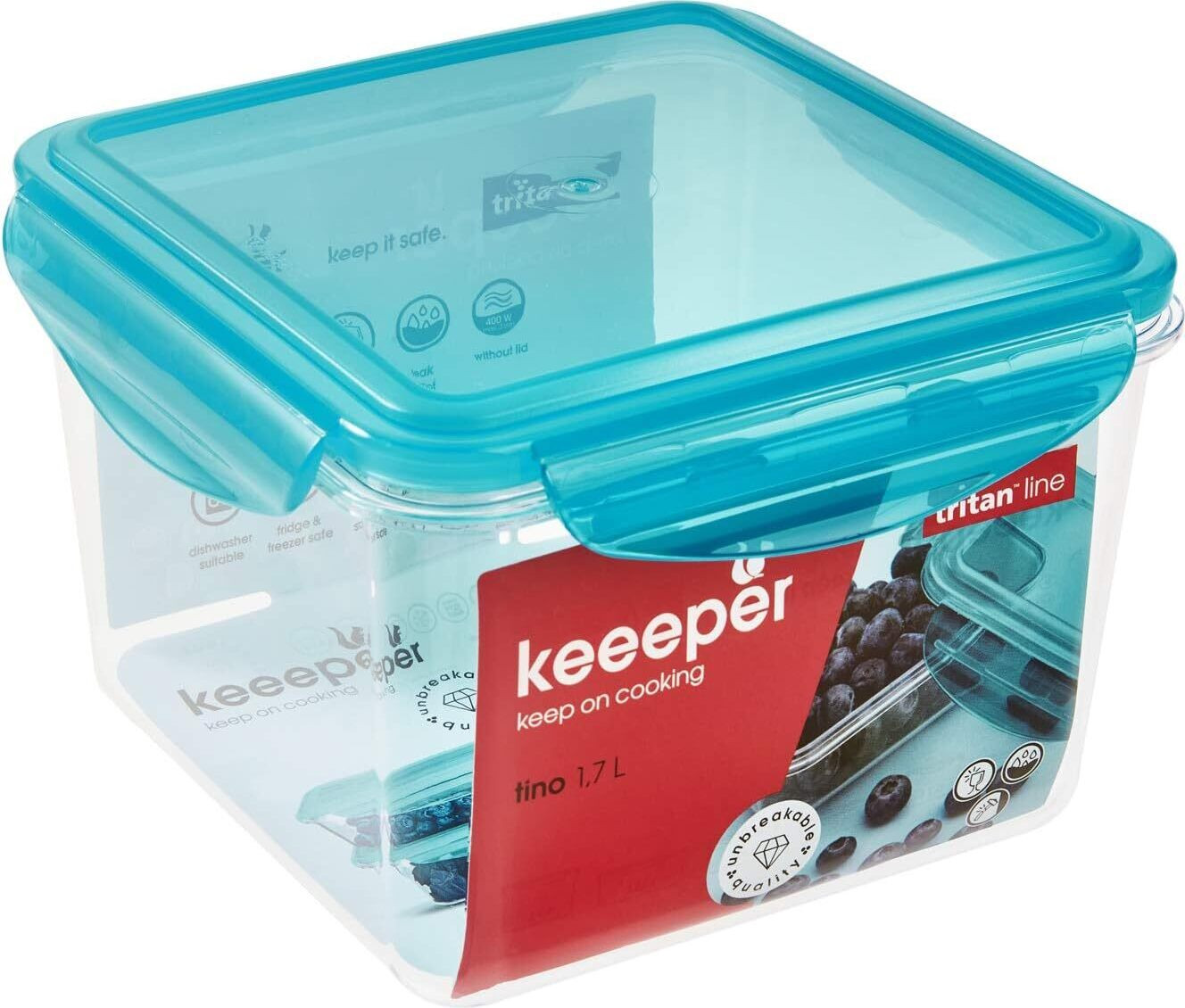 Keeeper Tino vershoudbox met clip, 1,7 liter