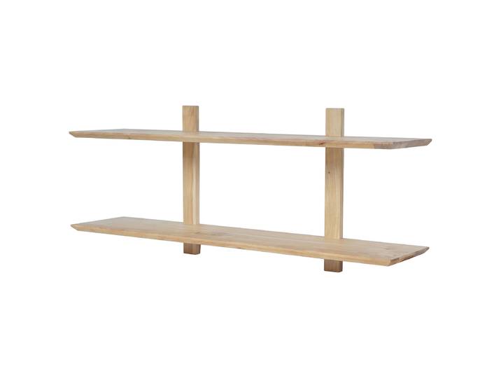 Tablette murale massive Acacia massif, verni Marron 140 x 60 x 30cm