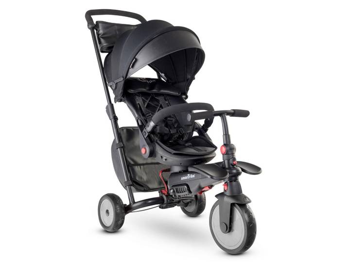 Dreirad Smart Trike Str7, Schwarz, Metall, 48x96x102 cm, Grüner Punkt, Rückenlehne, Fußstützen, höhenverstellbare Schubstange, Spielzeug, Kinderfahrzeuge, Dreiräder