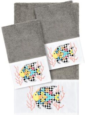 Authentic Hotel and Spa 100% Turkish Cotton FELIZ 3PC Embellished Towel Set