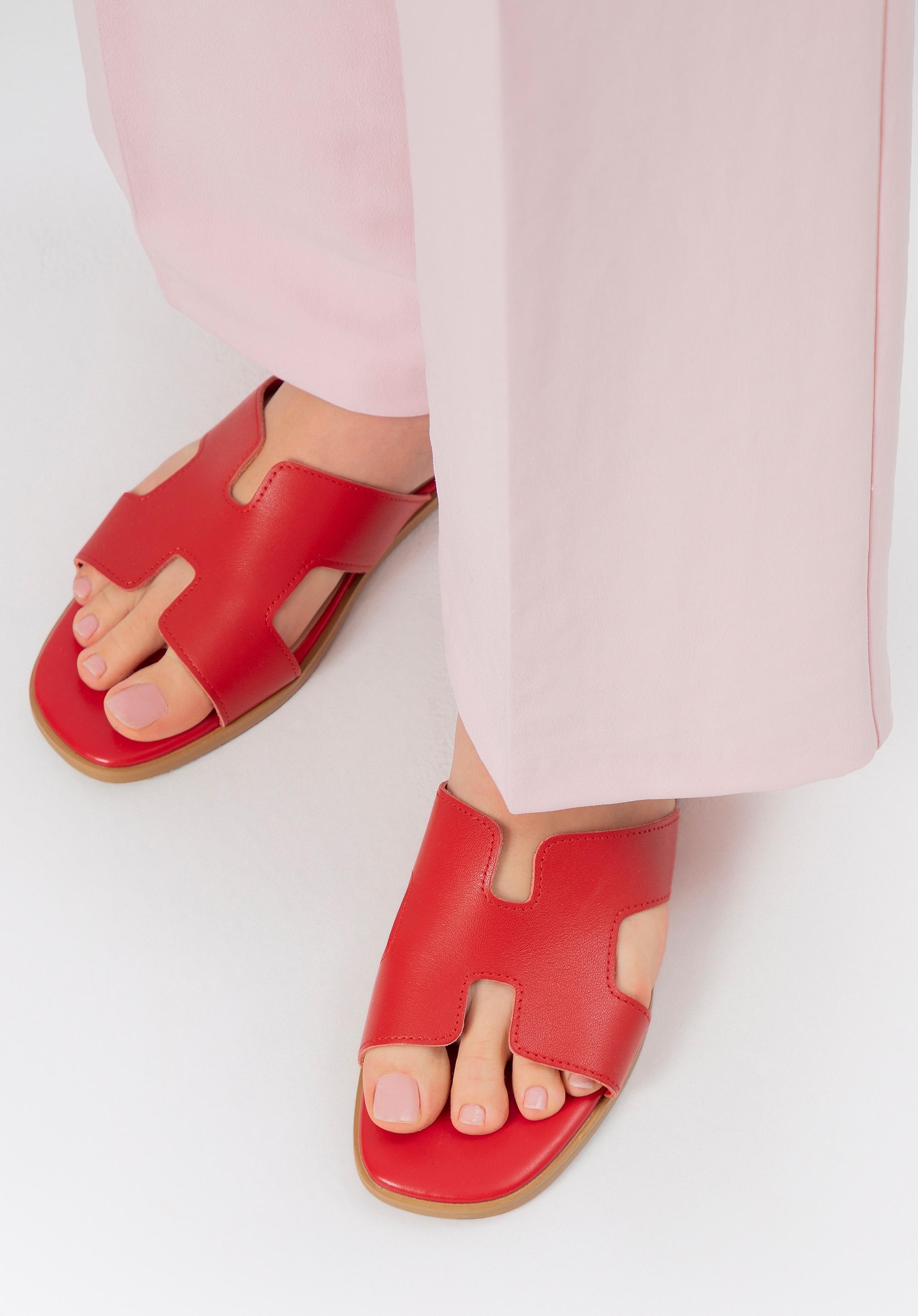 Wittchen Dames Leren H-vormige Sandalen, Rood, Natuurlijk Leer