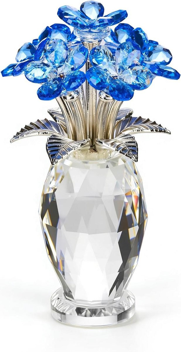 Handgemaakte blauwe K9 kristallen bloemen presse-papier voor bureaudecoratie