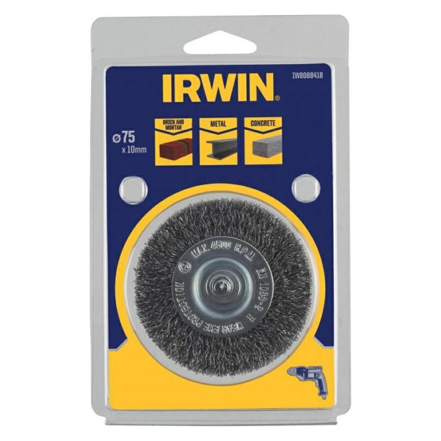Irwin Scheibenbürste mit einem Dorn 75 mm x 10 mm Stahl für Metall, Beton und Wand (37262637)