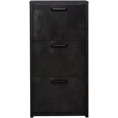 Schuhschrank MÄUSBACHER, schwarz (schwarzstahl), B:64cm H:129cm T:24cm, Holzwerkstoff, Schränke, Schuhschrank