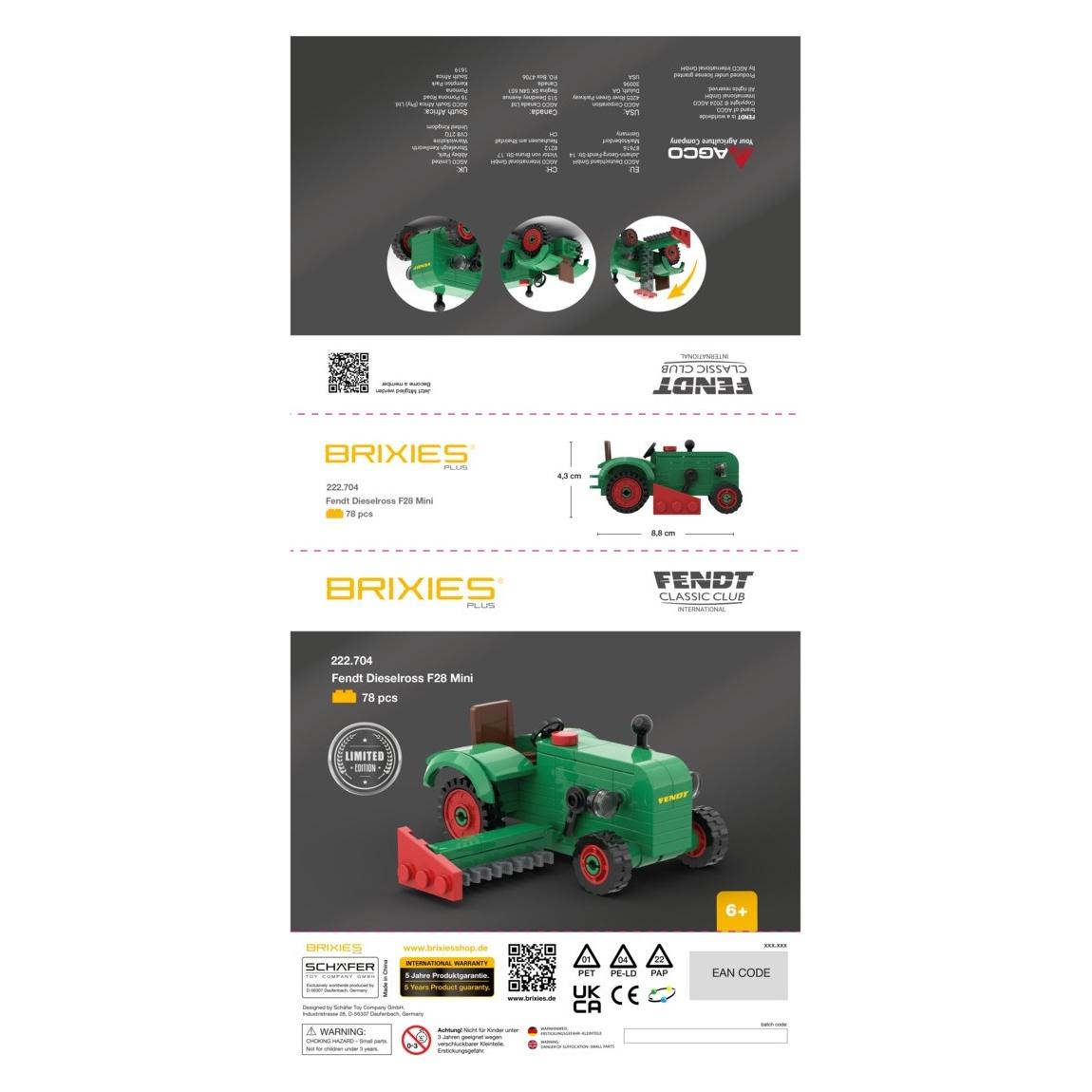 Brixies PLUS Bausatz Fendt Dieselross F28 (mit Mähbalken) Classic Club Collection (222.704)