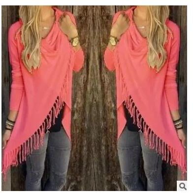 Uplifted Finds Women Mid Length Oversized Fringe T Shirt Casual Diagonal Pattern Top m watermelon Red
