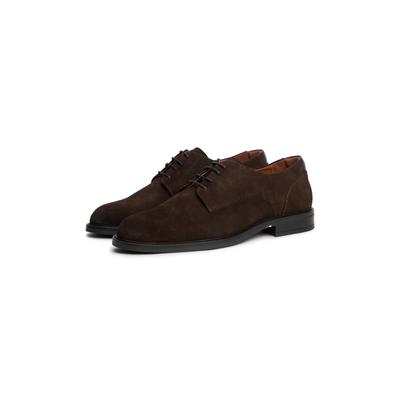 Schnürschuh TOMMY HILFIGER "CORPORATE DRESSY SUEDE SHOE", Herren, Gr. 44, Leder Synthetik Textil, braun, Veloursleder, Schuhe Schnürschuh, Businessschuh in eleganter Optik