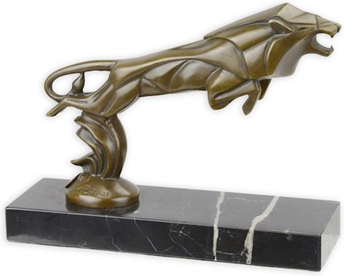 Springende leeuw bronzen beeld Hoogte: 16,9 cm