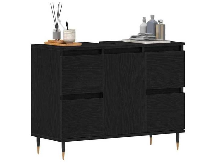 (TOP 2026)Meuble Lavabo de Bain - 1 PC - SWEETY - ARMOIRE WC - Chêne noir 80x33x60cm 200305