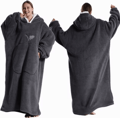 Inspire Curations Extra Long Oversized Fleece Wearable Blanket Hoodie fh143 cloth Length 140cm