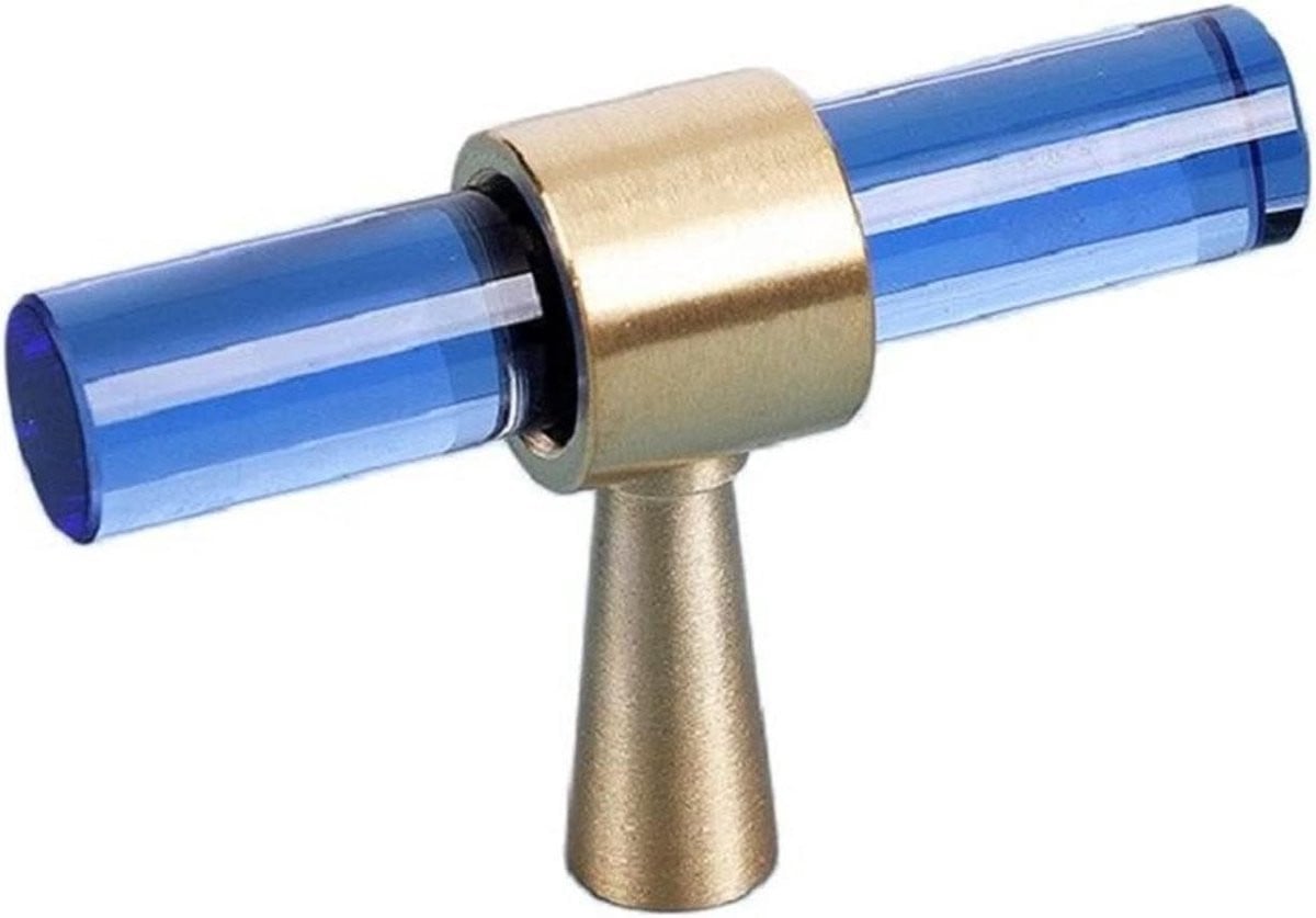 Ladegreep Kristal Deurkruk voor Kast - Messing Basis - Zwart - 60 x 12 mm