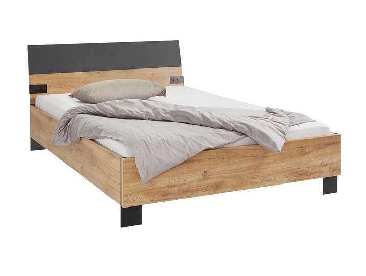 Futonbett WIMEX Malmö, Bett Made in Germany , grau (plankeneichefarben, graphit), B:148cm H:94cm L:210cm, Betten, Futonbett, im beliebten Industrial look, 3 Breiten zur Auswahl