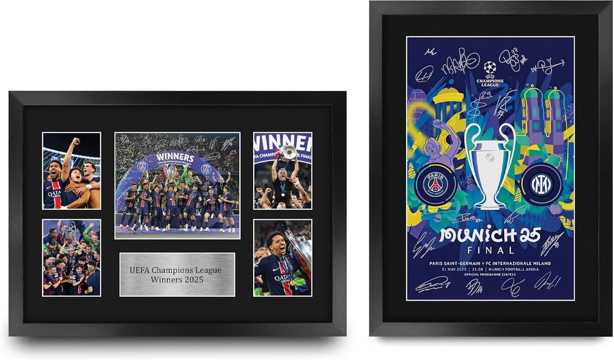 Ondertekende handtekeningfoto voor voetbalfans - Ingelijste A3 poster