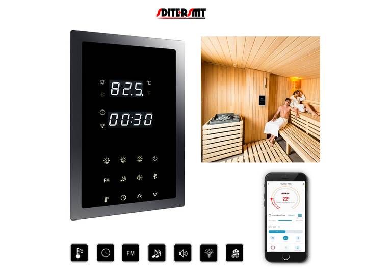 SDITER-Panneau de commande de chauffage électrique, pièces de sauna, interrupteur de masseur de musique de ventilateur de lumière de température multifonction, Wi-Fi, 380V, 9KW