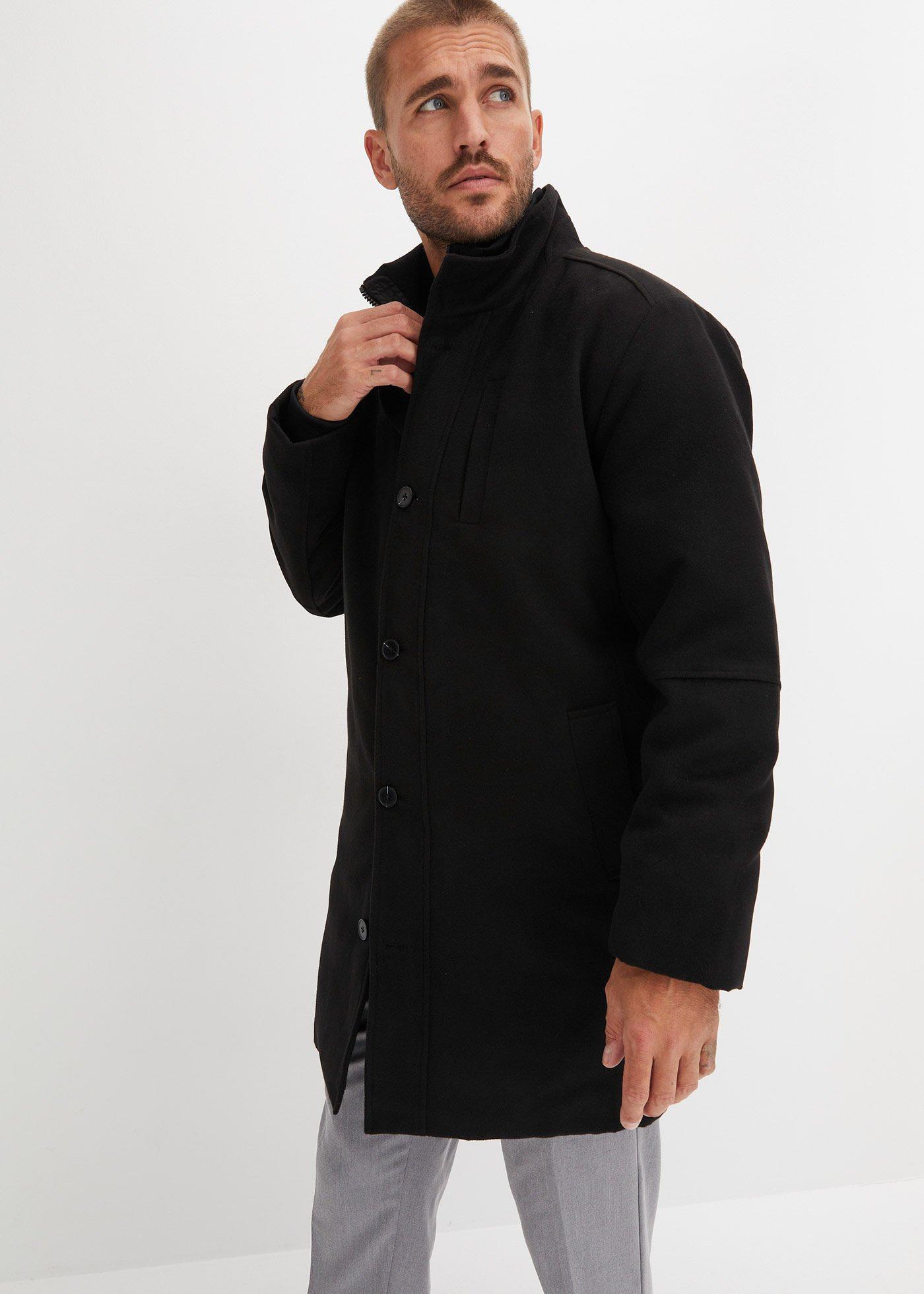 bonprix Kurzmantel mit Windfang, schwarz, Gr.66, Modischer Kurzmantel mit praktischem Windfang