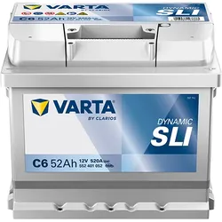 BVD VARTA Dynamic SLI C6 Batterie 552401052K262, C6, 12 V, 52 Ah, 520 A