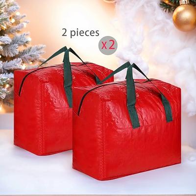 2er-Pack Aufbewahrungsbeutel für Weihnachtsschmuck – geräumige Geschenkboxen aus Polyethylen für Weihnachtsbaumschmuck zum Umziehen, Aufbewahren und Transportieren