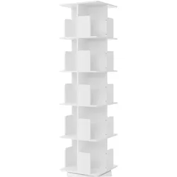 BÜCHERREGAL Kinder mit 5 Ebenen Weiß 40x155x40 cm Drehbar 360 Grad