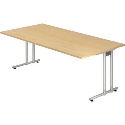 Hammerbacher Schreibtisch 200x100cm Ahorn/Silber