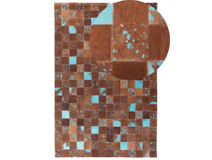 Tapis en cuir véritable marron 200x140cm