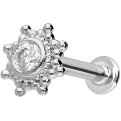 14 Karat Gold Labret mit Innengewinde MOISSANIT-SONNE