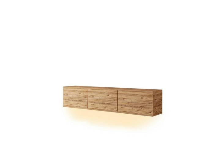 Livetastic Lowboard Neon TV-Möbel, Kiefer, Holzoptik, warmweiß, 160x35x32 cm, hängend, Beleuchtung, Wohnzimmer, Wohnwände, Lowboards, Lowboards hängend