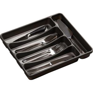 Kesper Besteckkasten 30091, grau, aus Kunststoff, für Schublade, 5 Fächer, 32,5 x 29,5 cm