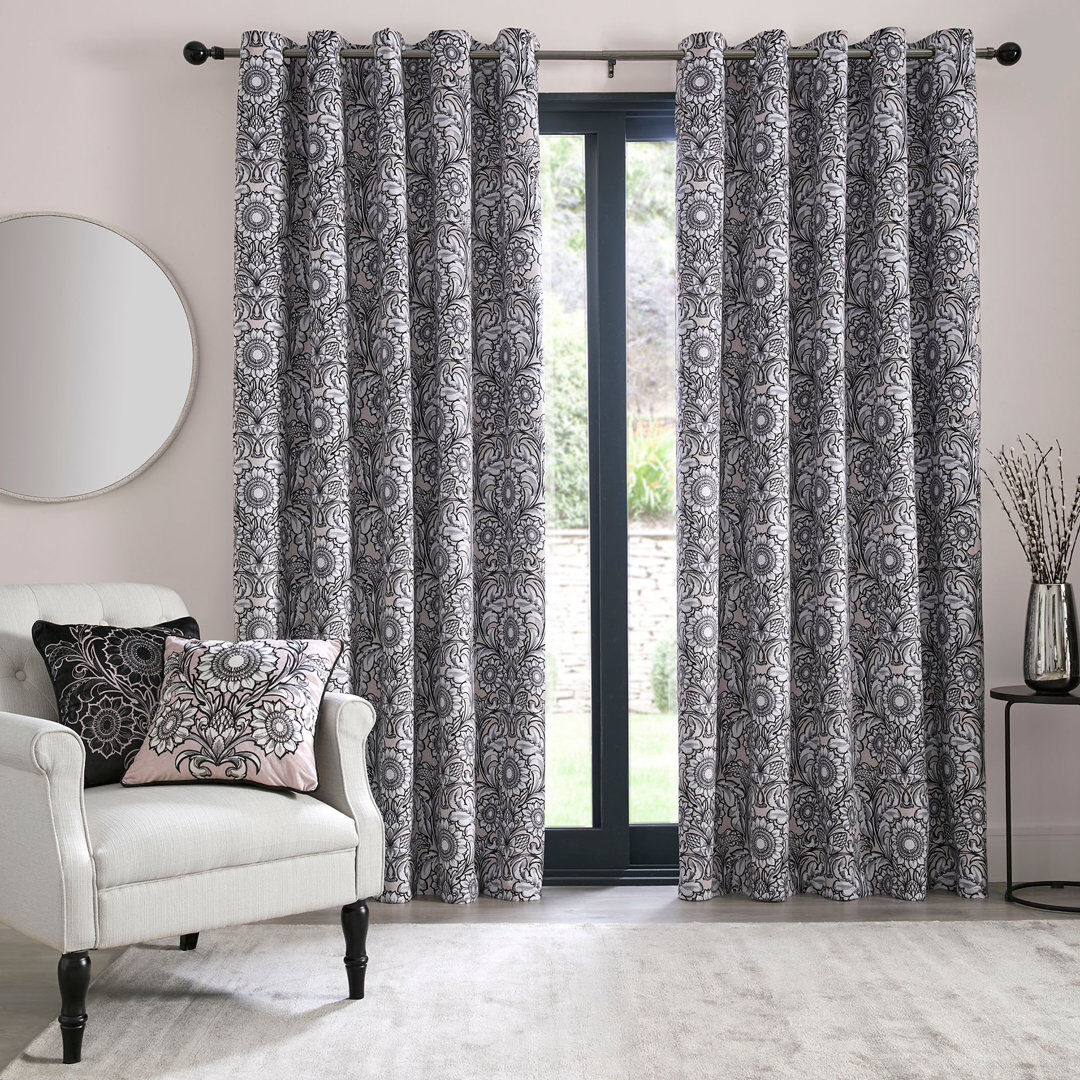 Laurence Llewelyn-Bowen Romilly 100% Polyester Pair of Eyelet Curtains Natural Width 168 x Drop 229 cm