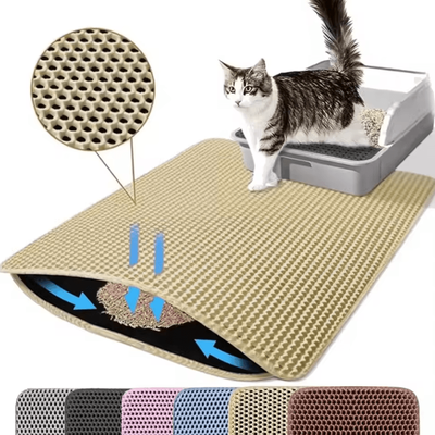 Inspire Curations CleanStep Waterproof Double Layer Cat Litter Mat khaki 60x90cm