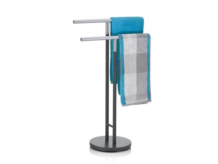 Kela 22230 Handdoekhouder, 2 stangen, roestvrij verchroomd metaal, Sinerio, Antraciet, diametro 30 cm, hoogte: 92,5 cm