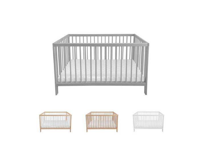 Lantigo Babybett Babybett 120x60 cm Grau inklusive Matratze, Flexiblenutzung