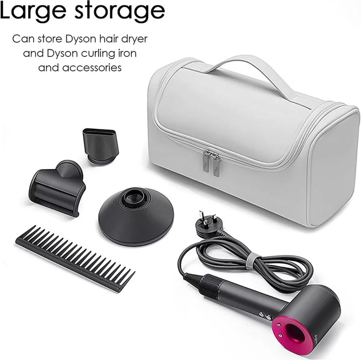 INF Tragbare Aufbewahrungstasche, kompatibel mit Dyson Haartrockner – Oxford-Gewebe Reiseetui für Styling-Tools Grau