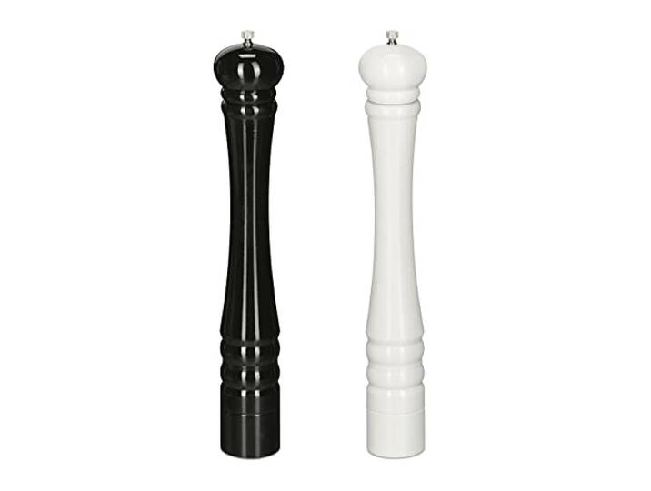 Relaxdays Salz- und Pfeffermühle 2er Set, 40 cm, schwarz/weiß