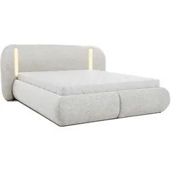 POLSTERBETT Corfu, LED-Beleuchtung, Bettkasten und Taschenfedernmatratze 26 cm, 160x200, Beige
