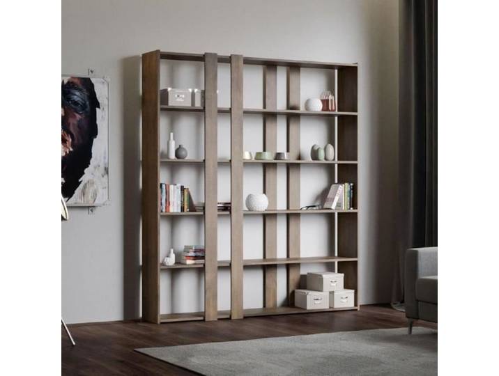 Bibliothèque murale - KATO - Modèle Kato - Couleur Noyer - Bois - Design Contemporain