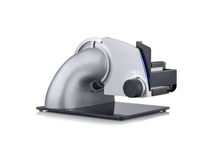 GRAEF Allesschneider SKS700 elektrisch Universale Schneidemaschine für die Küche Brotschneidemaschine Feinschneider inkl. Kombi-Aufsatz PRO silber, S72010
