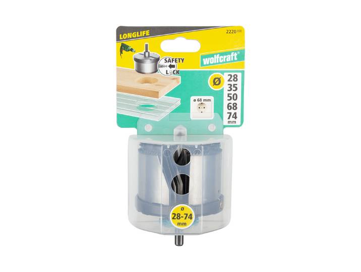 Wolfcraft Profi-Lochsäge mit 5 Sägeblättern ⌀ 28 - 74 mm