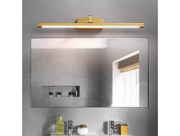 Applique murale LED moderne en cuivre doré, rotative, miroir, salle de bain, chambre à coucher, applique murale en laiton simple