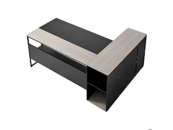 Bureau de direction - DUOKU - C250243D-01 - Bureau d'angle en L - Support unité centrale - Capacité 158 7 kg