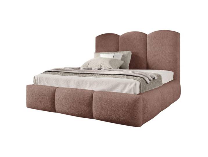 Beautysofa Polsterbett Bero, 160x200, Bouclé-Stoff, Dunkelrosa, 160x200 cm, Schlafzimmer, Betten, Polsterbetten