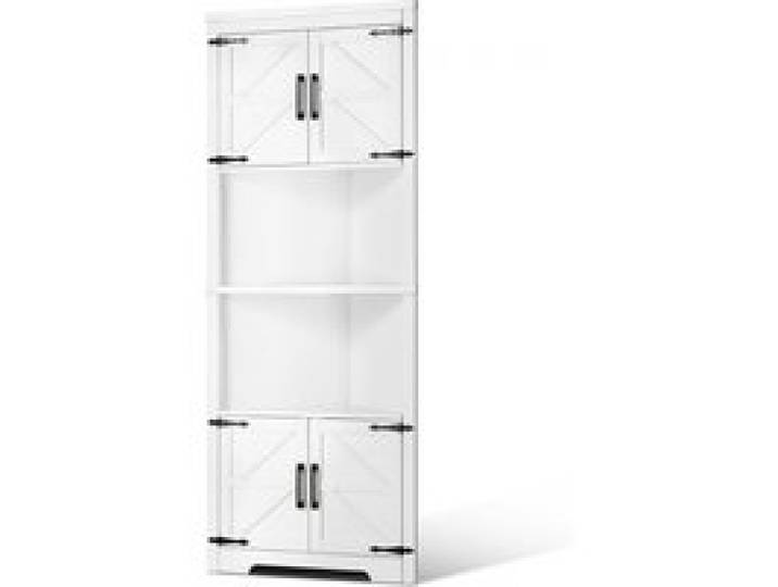VEVOR Eckschrank Aufbewahrungsschrank mit 6-stufiger Regalen Mehrzweckschrank (171 cm Hohe) mit 4 Holztüren und verstellbaren Regalen, freistehender Küchenschrank für Wohnzimmer Waschküche, weiß