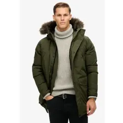 Superdry für Herren. M5011929A Parka aus grünem Kunstfell Everest (M), Lässig, Recyceltes Polyester, Nachhaltig