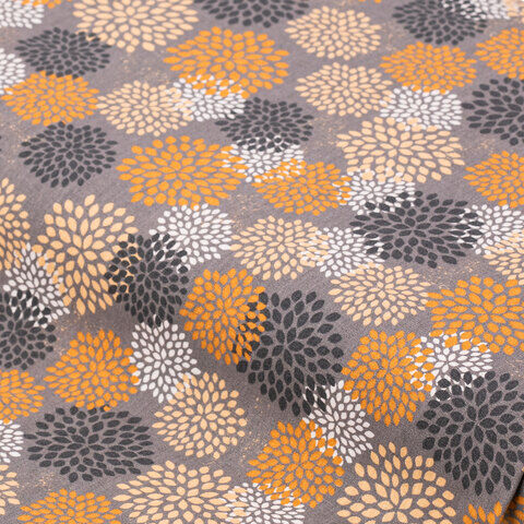 Baumwollstoff Blüten grafisch "Mona", grau-color