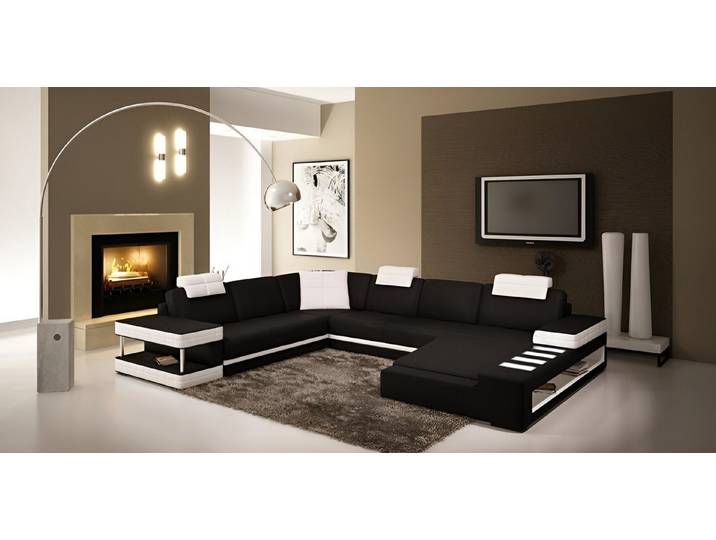 JVmoebel Wohnlandschaft Ledersofa Hallstadt mit integriertem Lichtsystem und Polsterung, Made in Europa