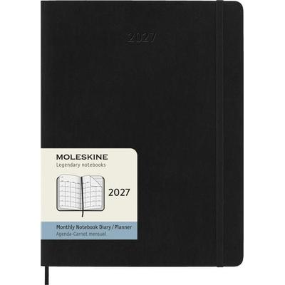 Moleskine 12 Monate Monatsnotizkalender 2027, XL, 1 Mo = 2 Seiten, Linierte Seiten, Weicher Einband, Schwarz