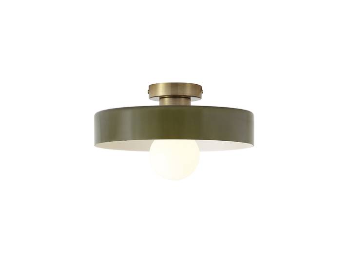 Plafonnier rétro bronze avec verre vert - Jina