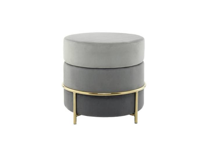 Kayoom Hocker, Grau, Gold, Metall, rund, 48.5x46x48.5 cm, Wohnzimmer, Hocker, Sitzhocker