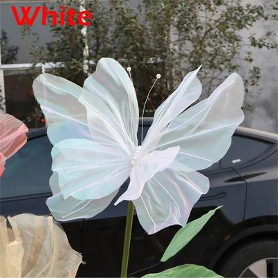 Uplift Essentials 20 Inch Large 3D Metallic Butterfly Wall Decoration Elegant Laser Cut Faux Butterfly Accent For Weddings & Parties white